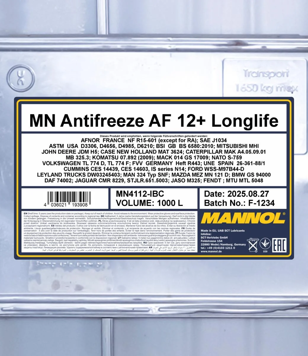 MANNOL® - MN4112IBC - Frostschutz AF12+ Longlife 1000L