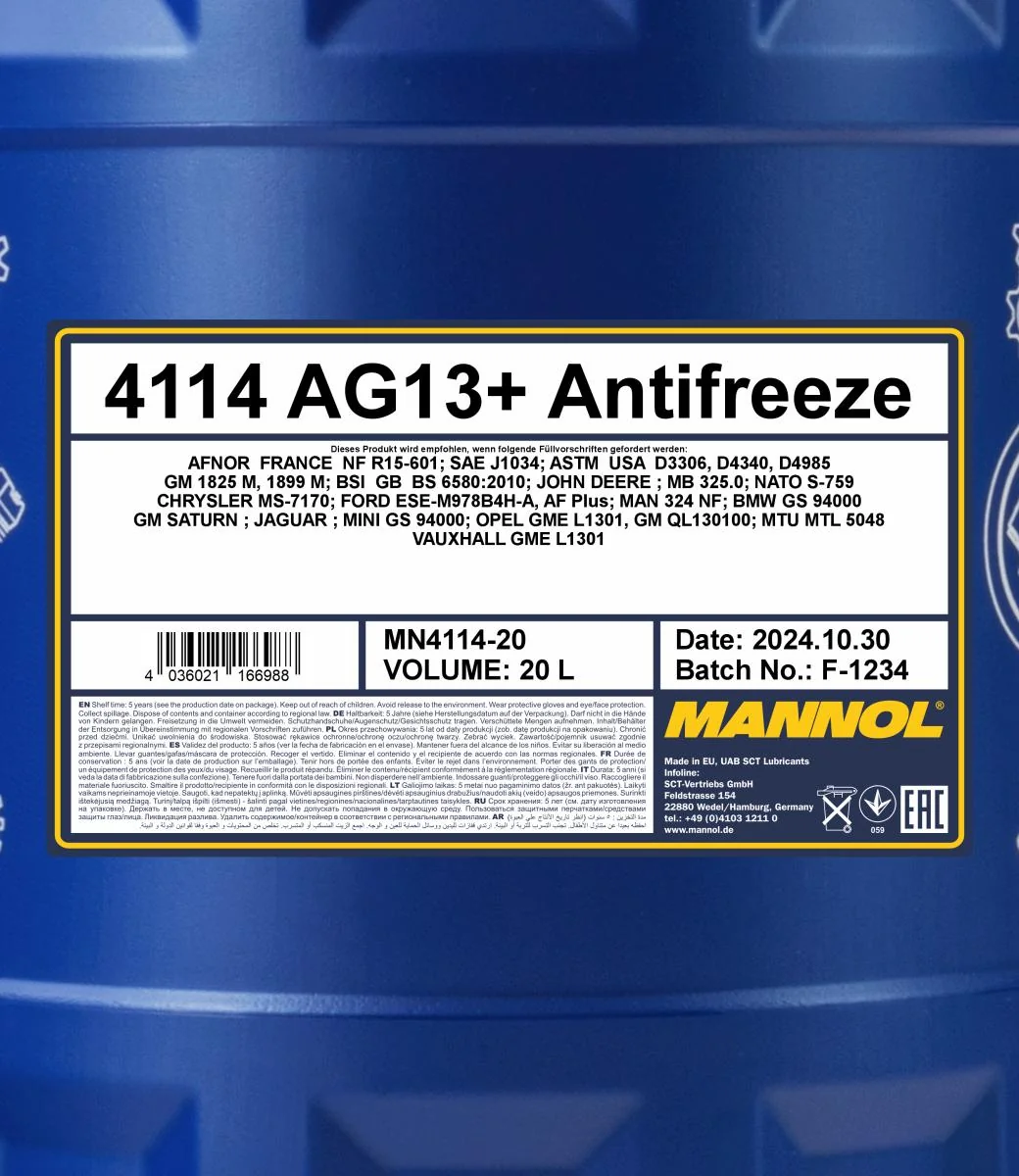 MANNOL® - MN411420 - Frostschutzmittel AG13+ Advanced 20L