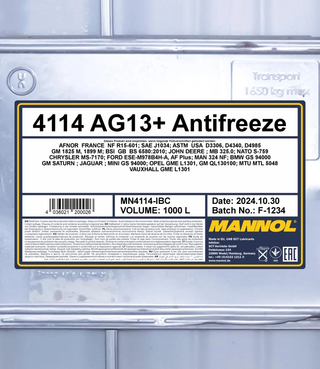 MANNOL® - MN4114IBC - Frostschutzmittel AG13+ Advanced 1000L