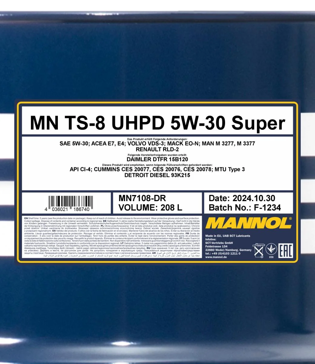 MANNOL® - MN7108DR - TS-8 UHPD 5W-30 Super 208L
