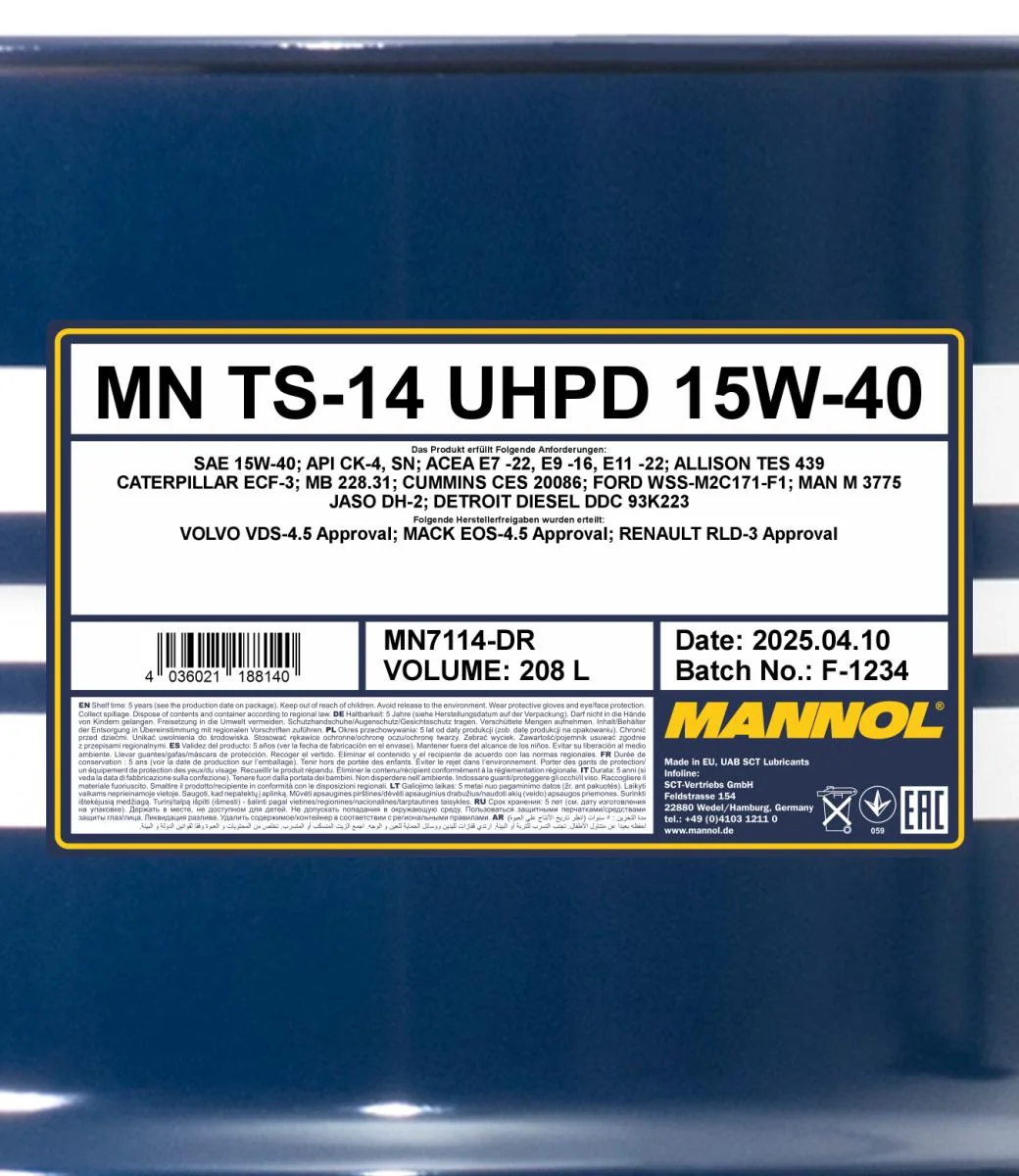 MANNOL® - MN7114DR - TS-14 UHPD 15W-40 208L