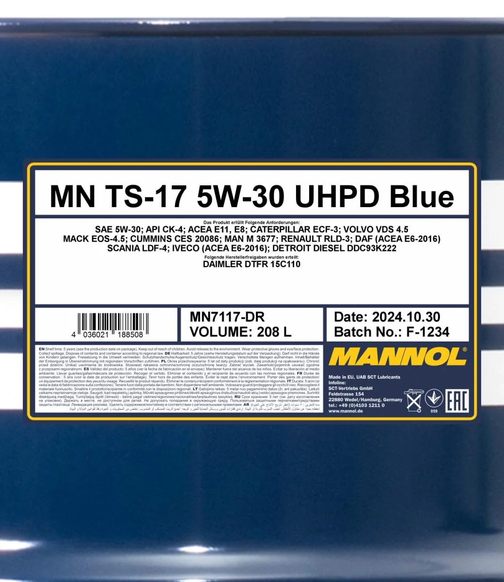 MANNOL® - MN7117DR - TS-17 UHPD 5W-30 Blau 208L