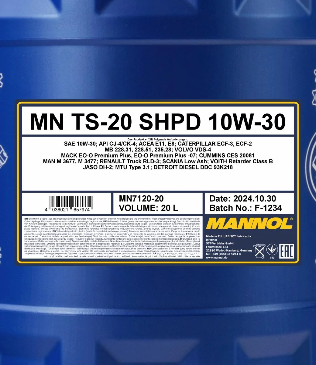 MANNOL® - MN712020 - TS-20 SHPD 10W-30 20L