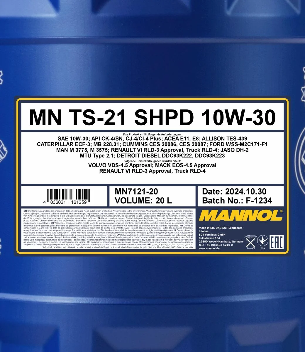 MANNOL® - MN712120 - TS-21 10W-30 SHPD 20L