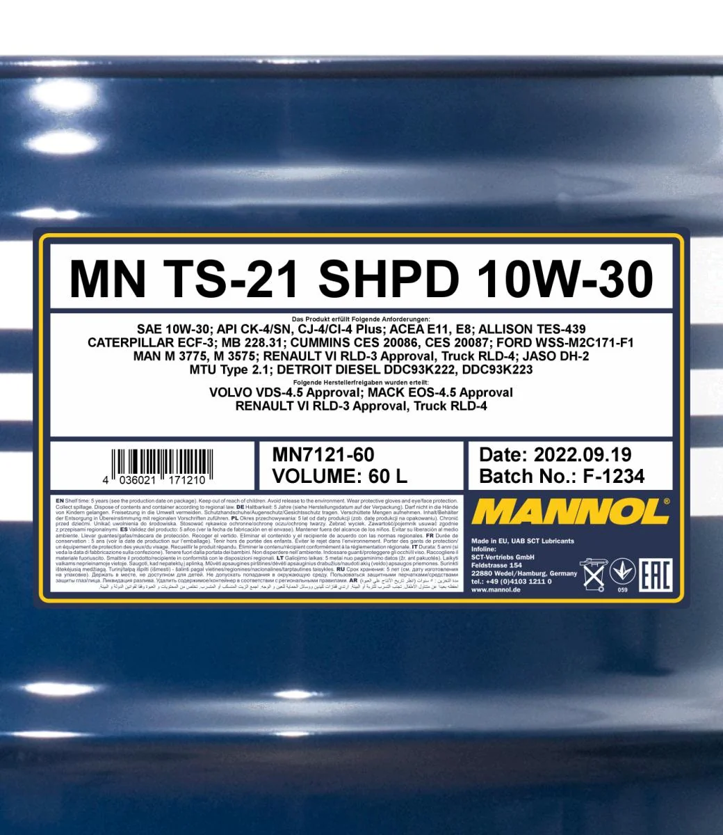 MANNOL® - MN712160 - TS-21 10W-30 SHPD 60L