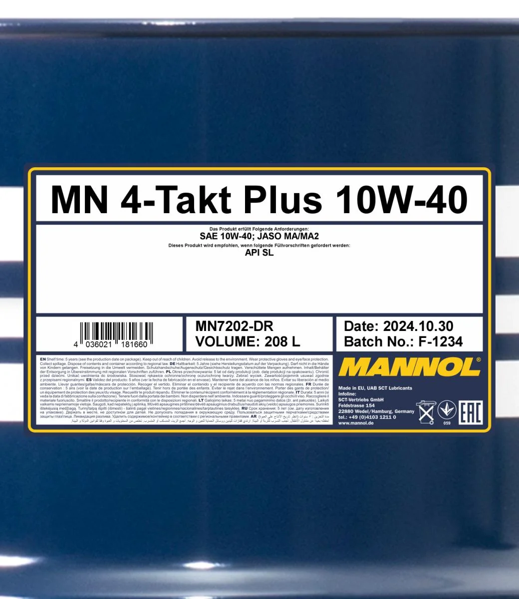 MANNOL® - MN7202DR - 4-Takt Plus 10W-40 208L