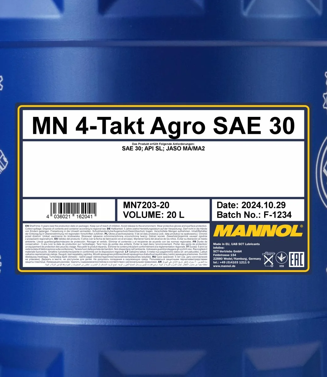 MANNOL® - MN720320 - 4-Takt Agro SAE 30 20L