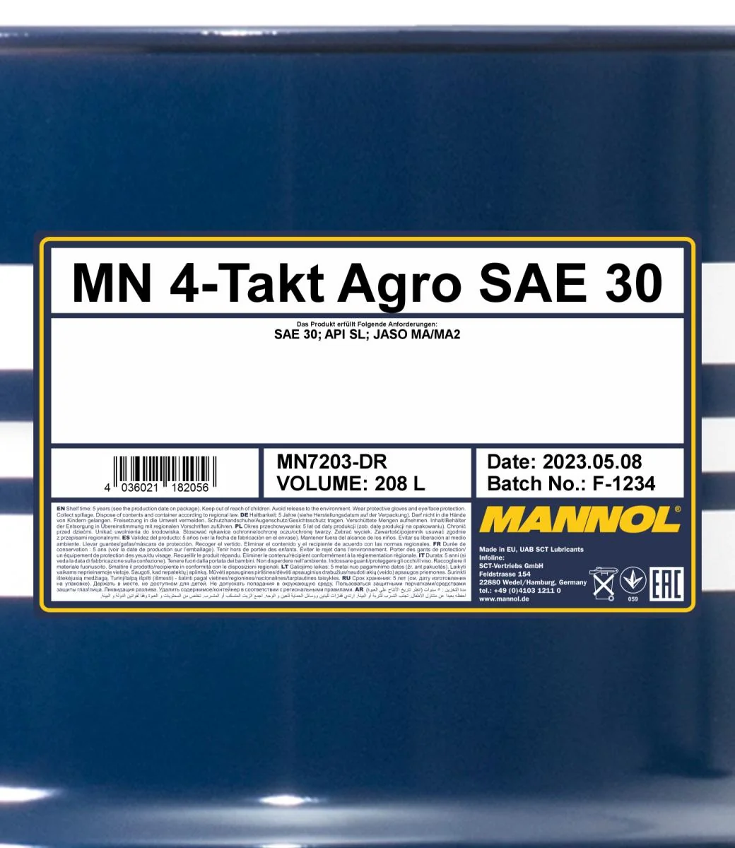 MANNOL® - MN7203DR - 4-Takt Agro SAE 30 208L