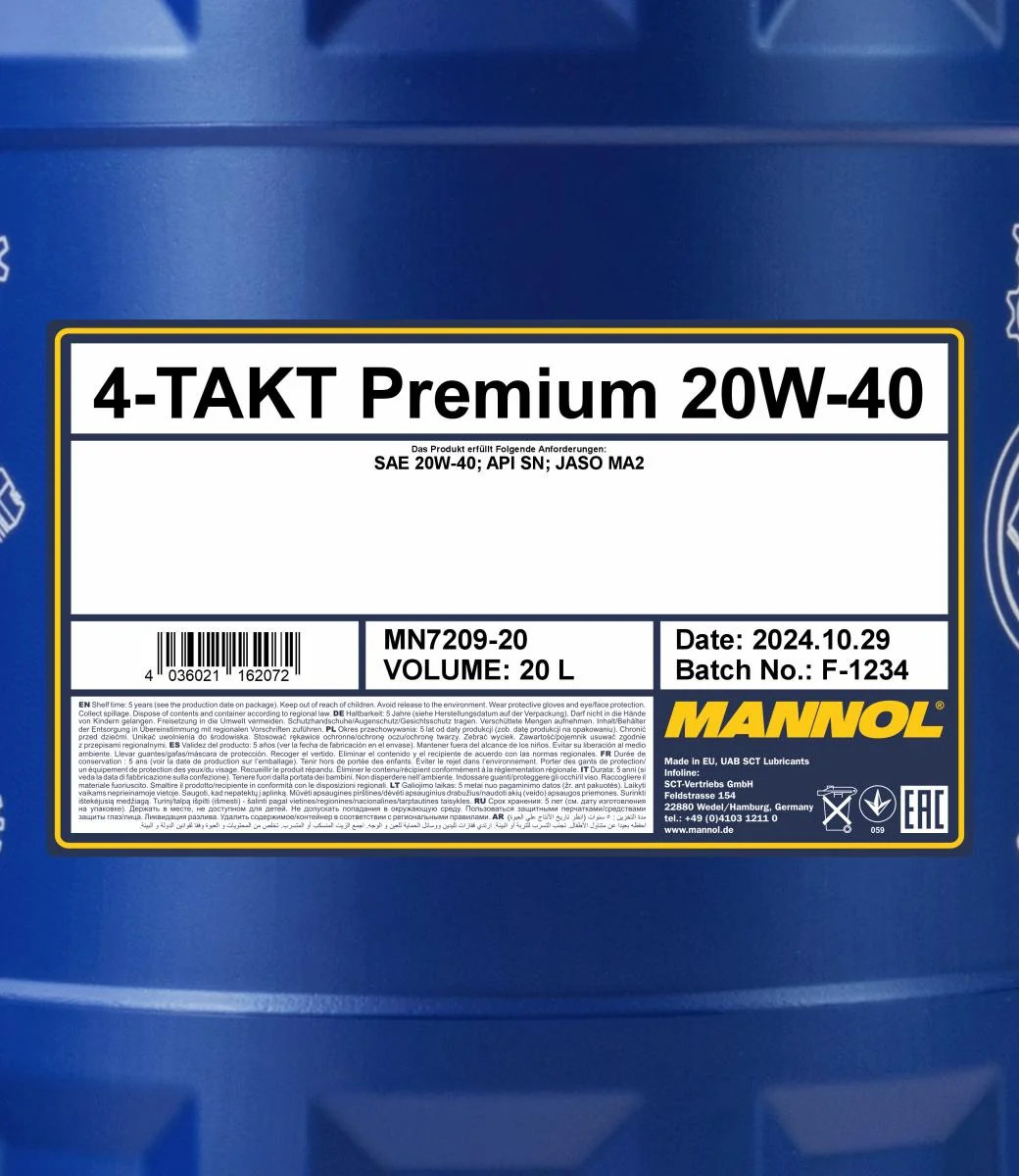 MANNOL® - MN720920 - 7209 4-Takt Premium 20W-40 20L