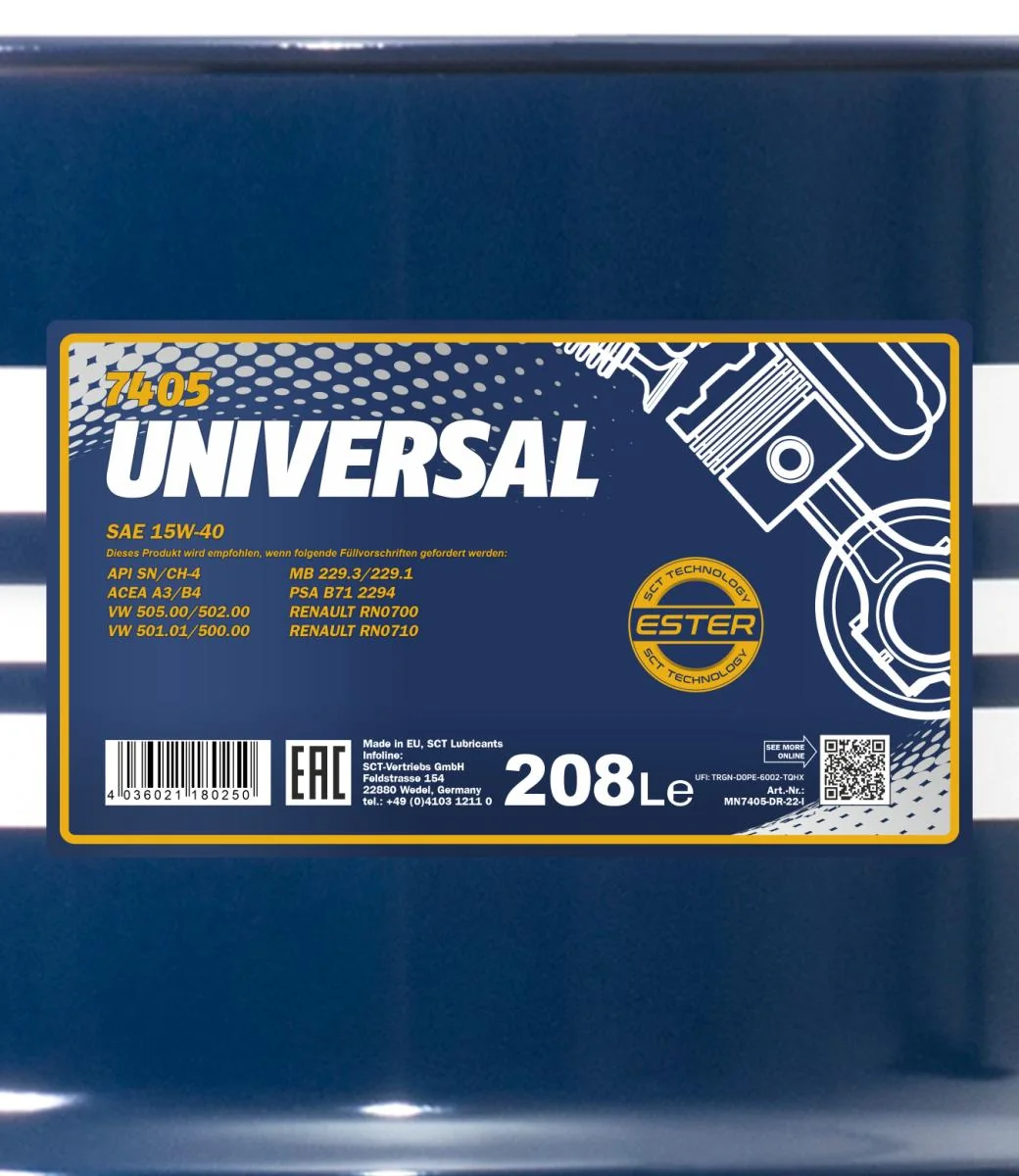 MANNOL® - MN7405DR - Universal 15W-40 208L