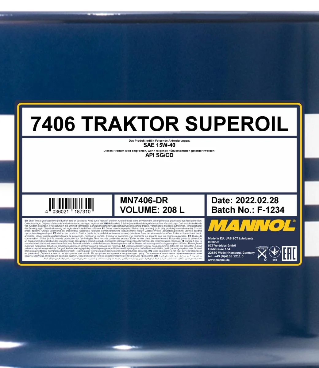 MANNOL® - MN7406DR - Traktor Superoel 15W-40 208L
