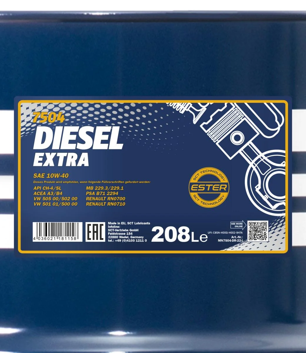 MANNOL® - MN7504DR - Diesel Extra 10W-40 208L