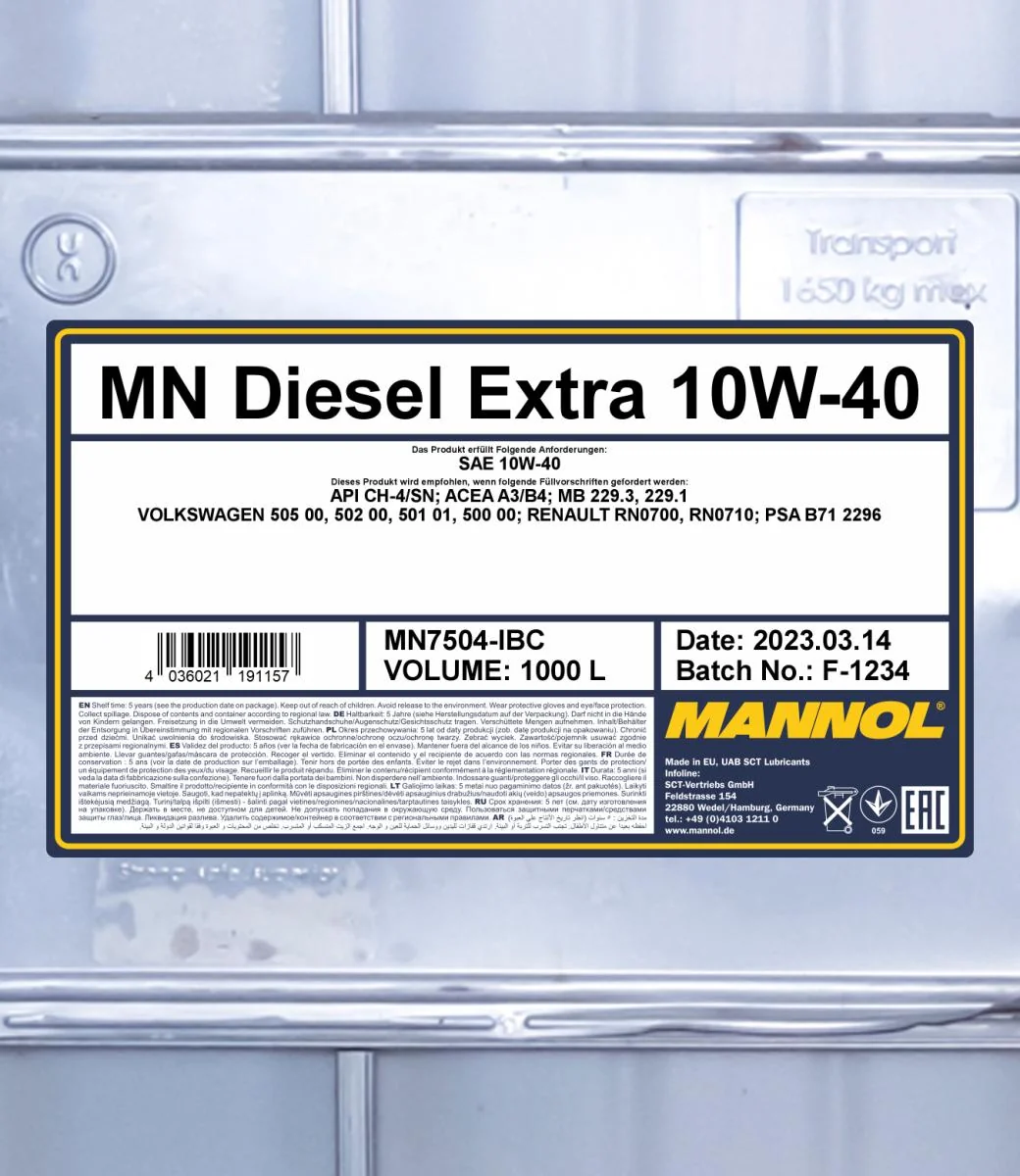 MANNOL® - MN7504IBC - Diesel Extra 10W-40 1000L