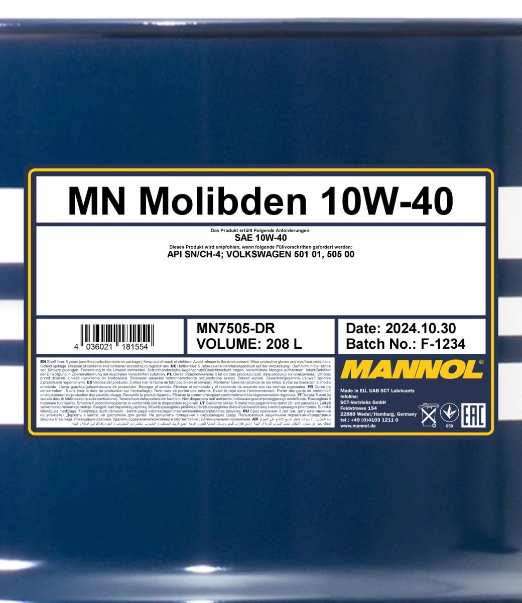 MANNOL® - MN7505DR - Molybdän 10W-40 7505 208L