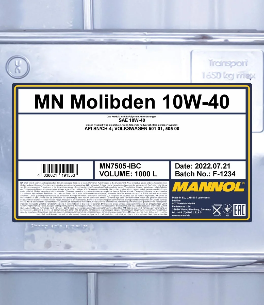 MANNOL® - MN7505IBC - Molybdän 10W-40 7505 1000L