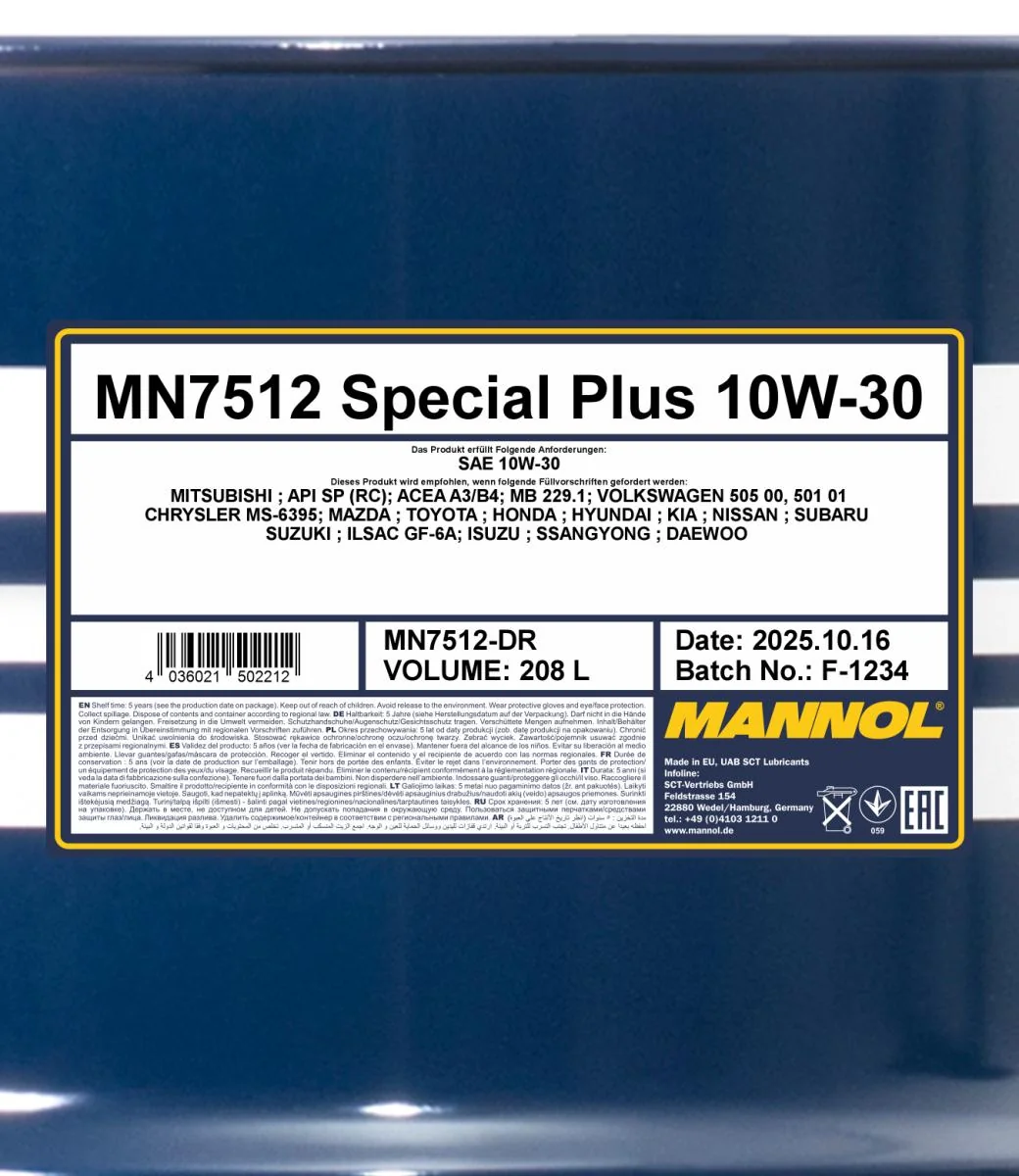 MANNOL® - MN7512DR - 7512 Special Plus 10W-30 208L