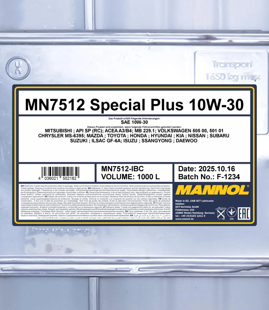 MANNOL® - MN7512IBC - 7512 Special Plus 10W-30 1000L