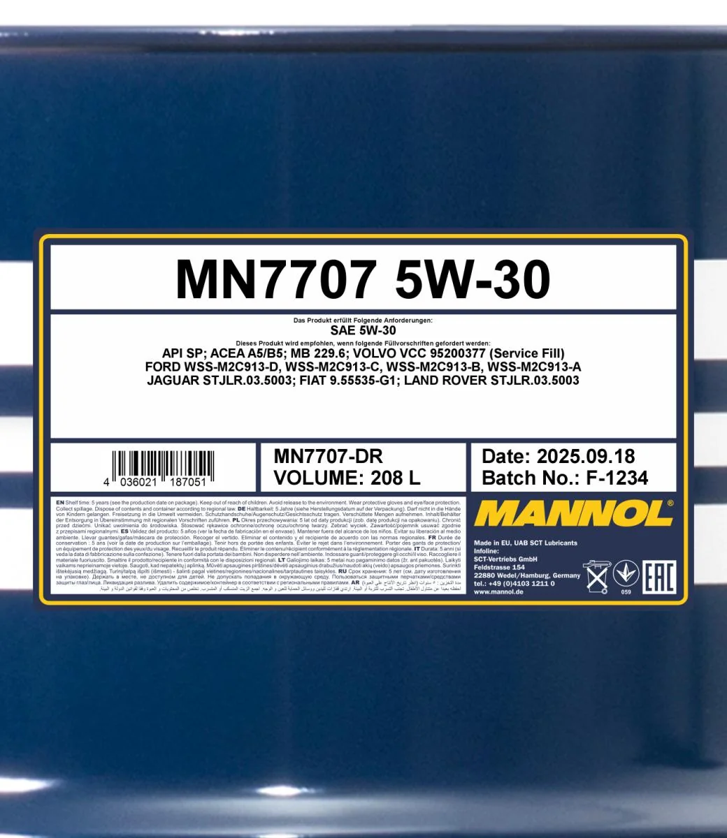 MANNOL® - MN7707DR - 7707 Energieformel FR 5W-30 208L