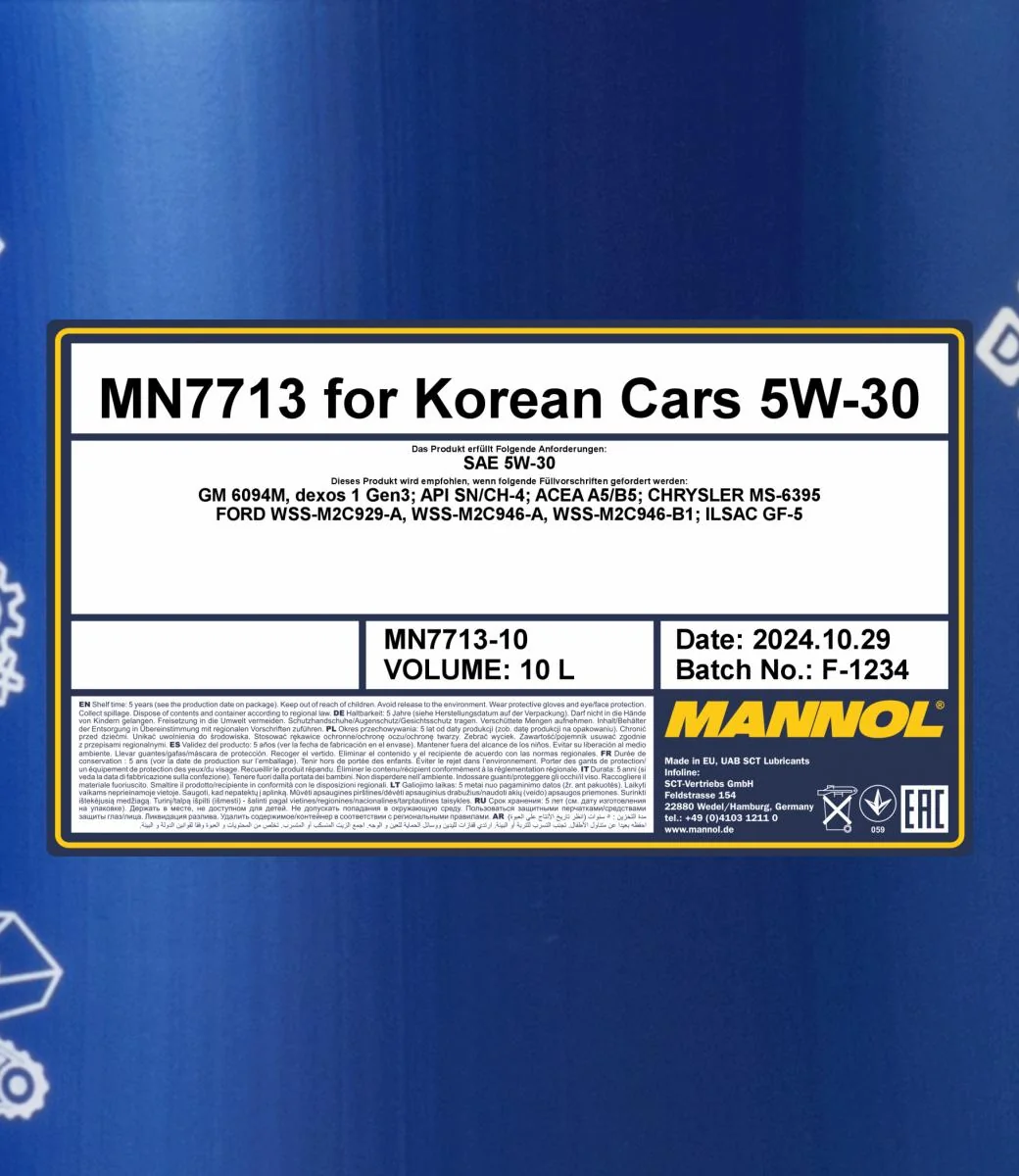 MANNOL® - MN771310 - 7713 Für Koreanische Fahrzeuge 5W-30 10L