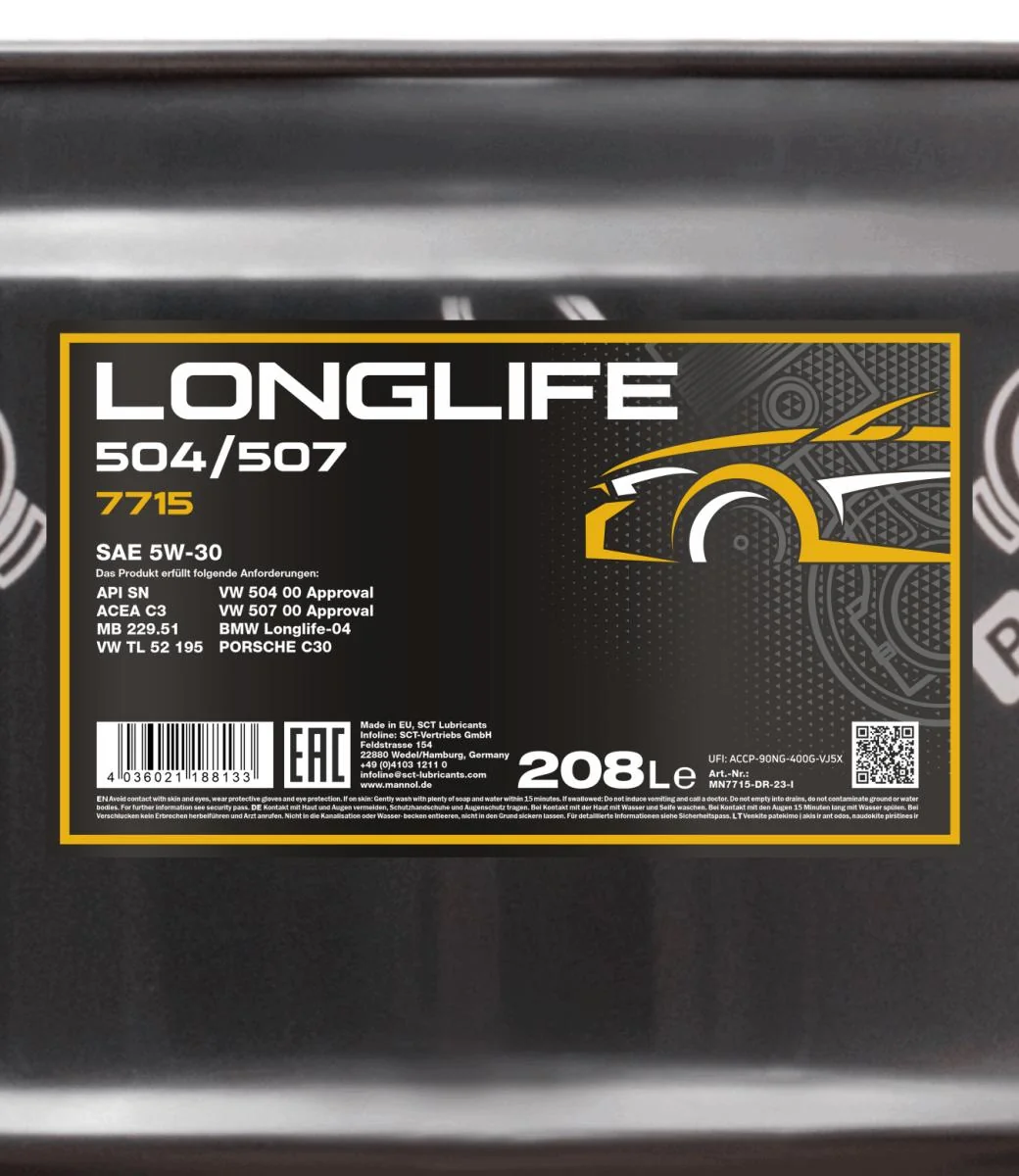 MANNOL® - MN7715DR - 7715 Longlife 504/507 5W-30 208L