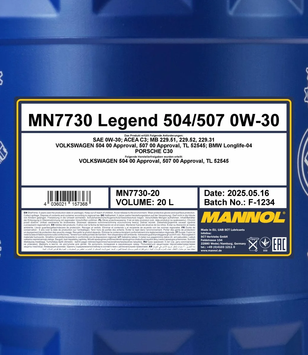 MANNOL® - MN773020 - Legend 504/507 0W-30 20L