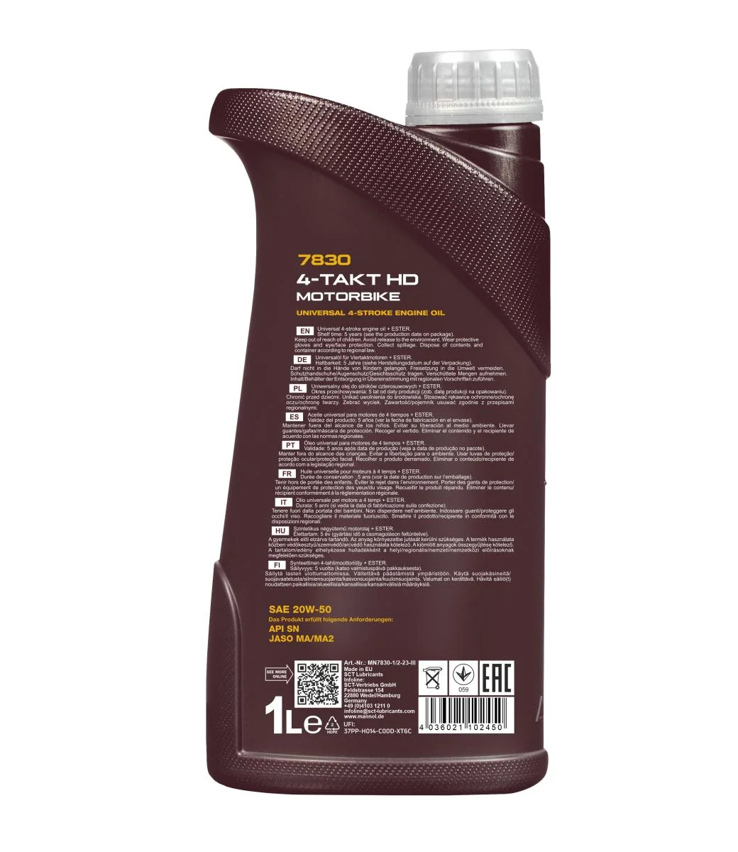 MANNOL® - MN78301 - 7830 4-Takt Motorrad 20W-50 HD 1L