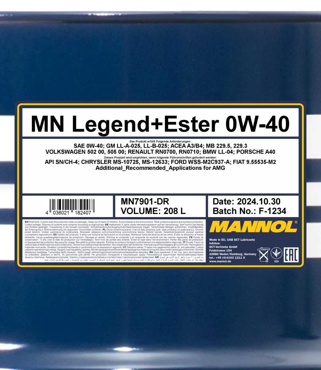 MANNOL® - MN7901DR - Legend+Ester 0W-40 208L