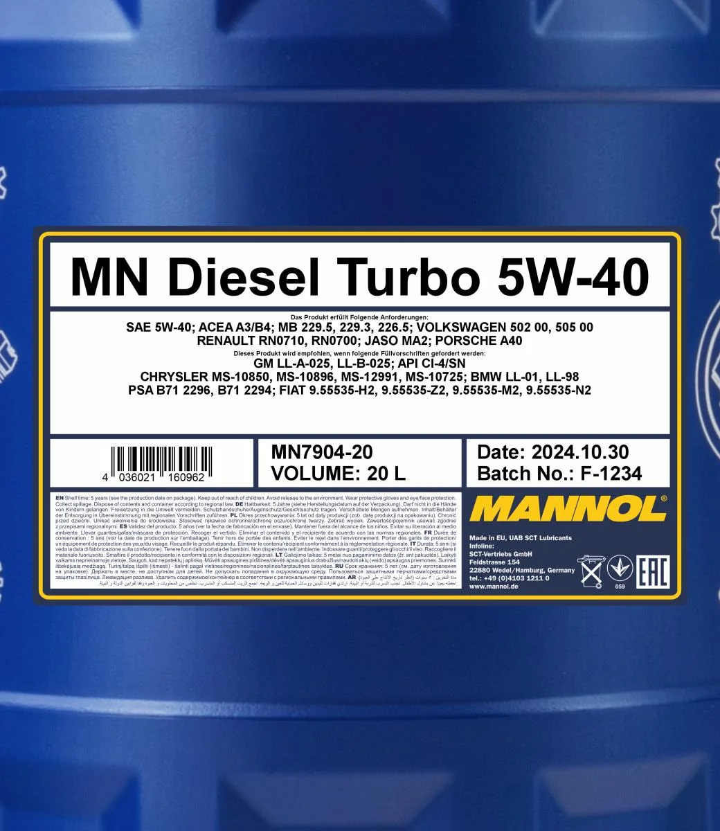 MANNOL® - MN790420 - Diesel Turbo 5W-40 20L