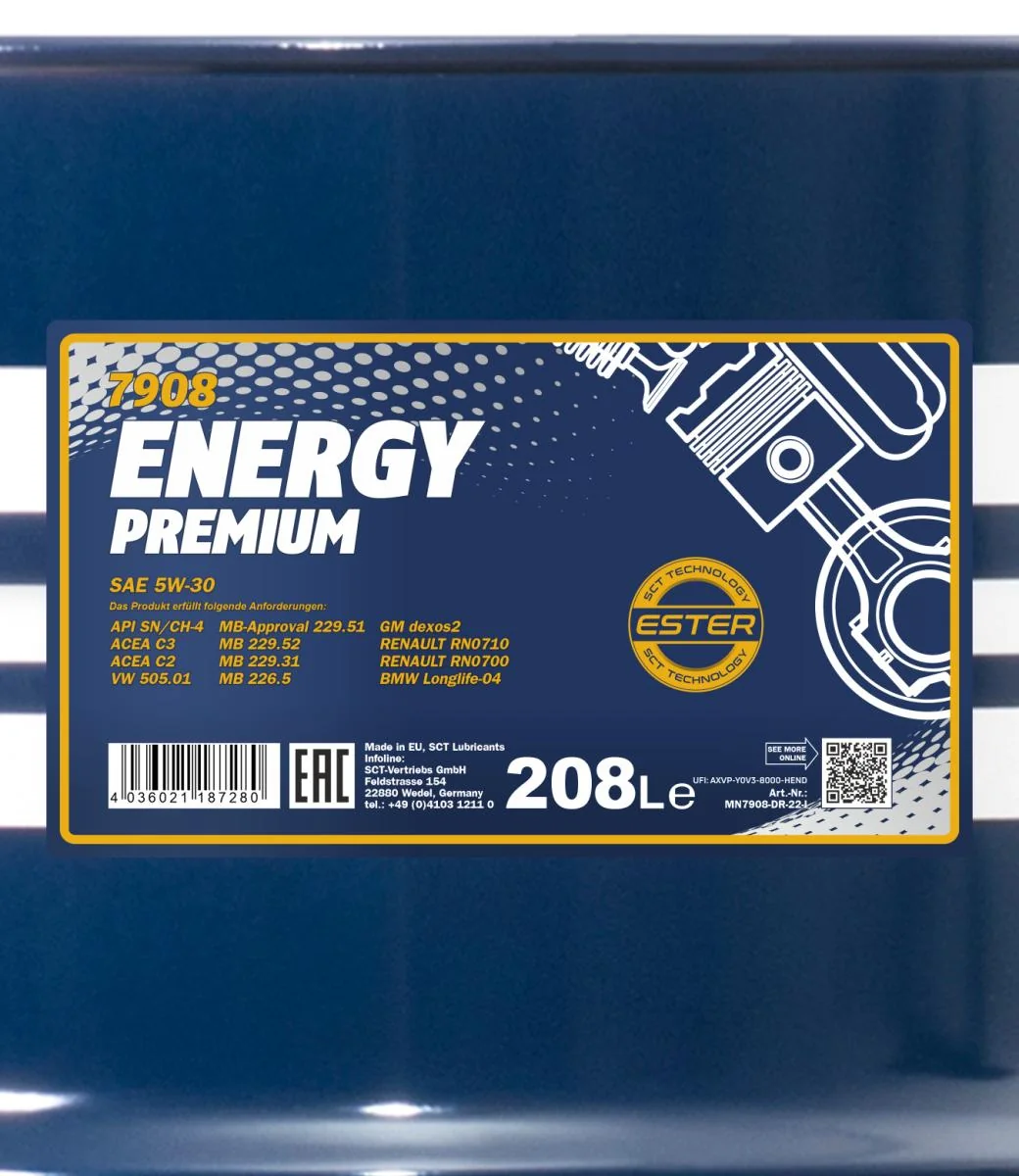 MANNOL® - MN7908DR - Energy Premium 5W-30 208L