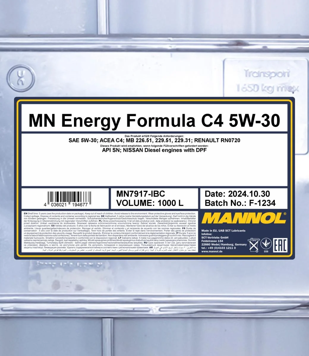 MANNOL® - MN7917IBC - Energy Formula C4 5W-30 1000L