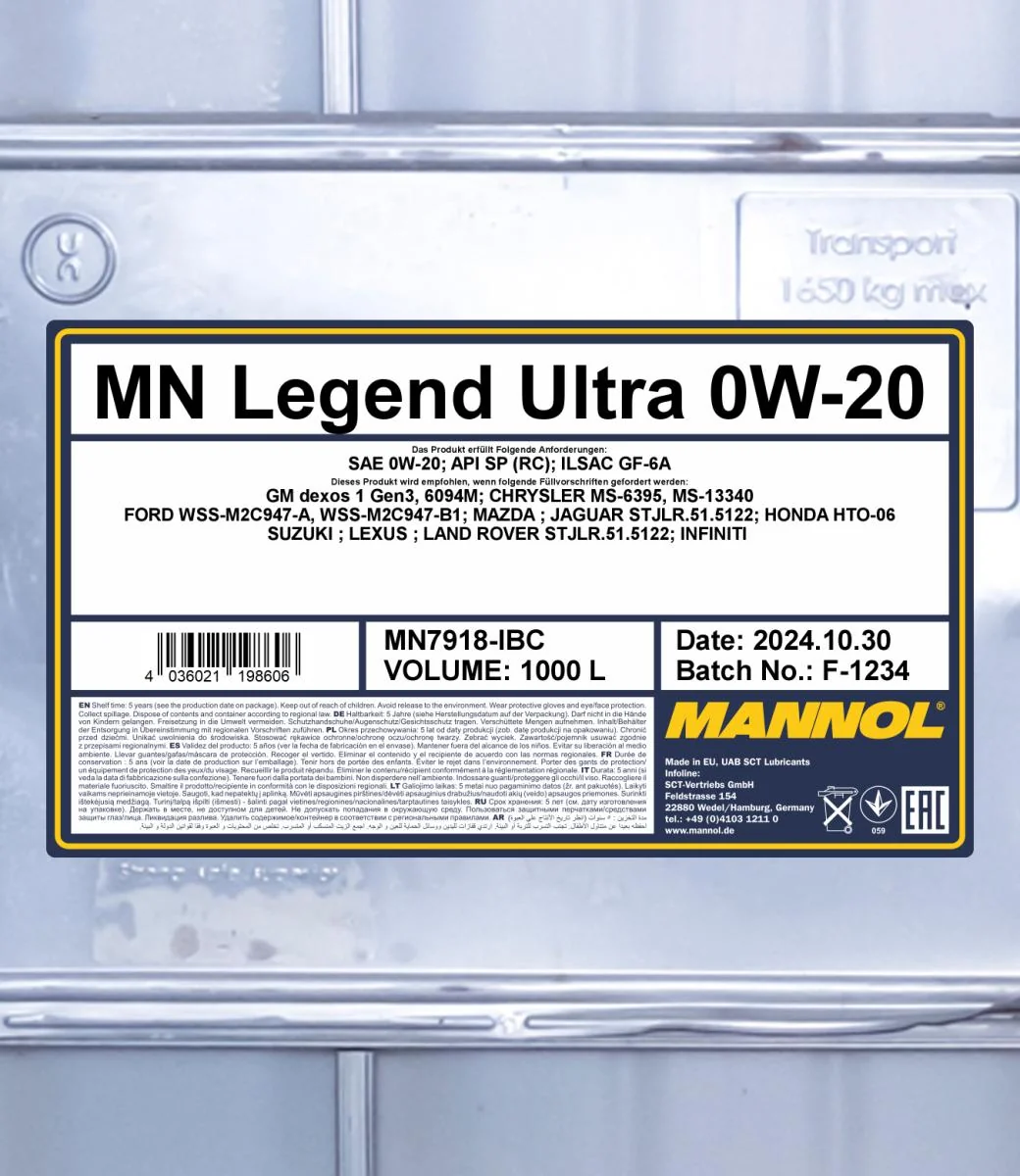 MANNOL® - MN7918IBC - Legend Ultra 0W-20 1000L