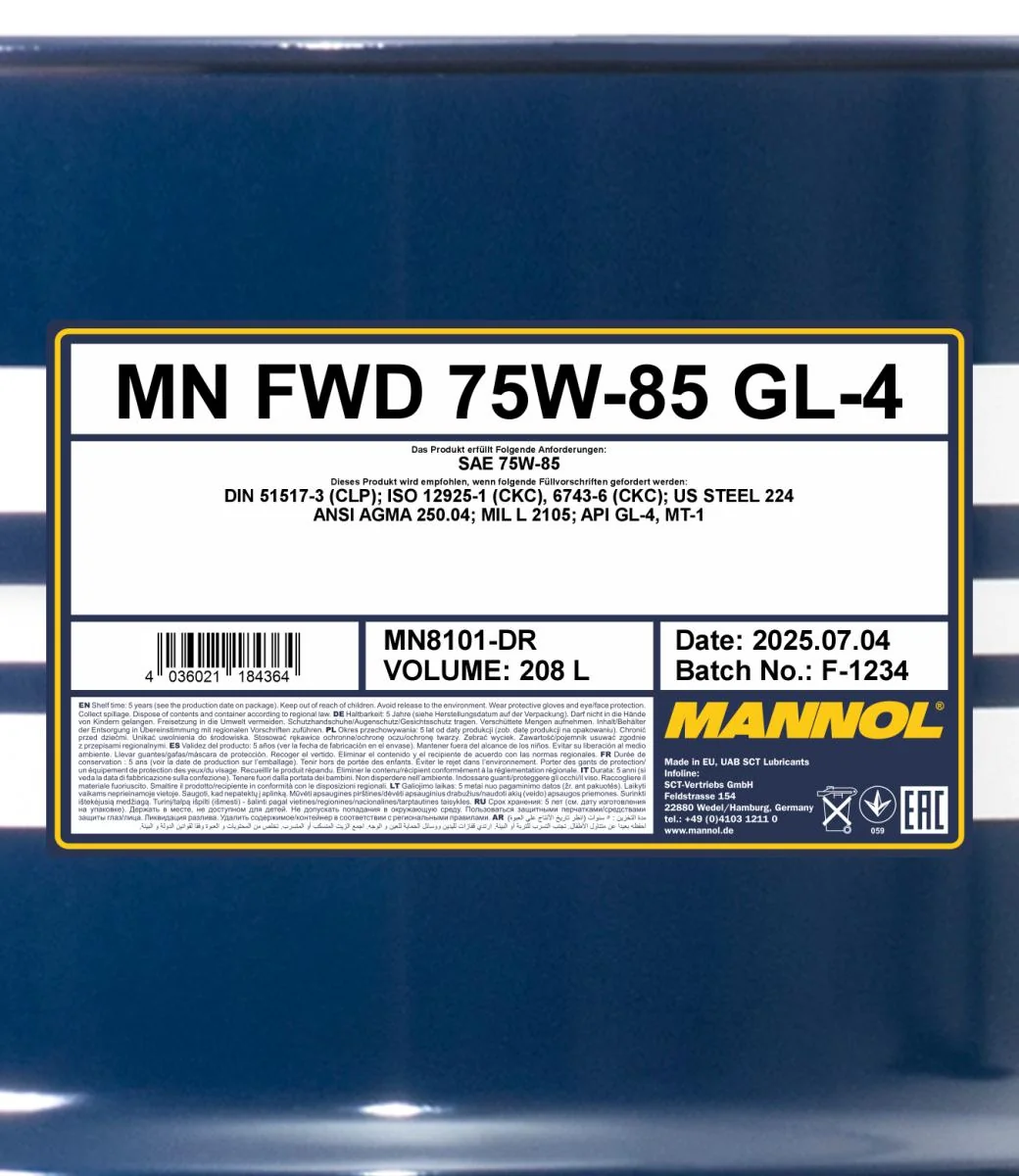 MANNOL® - MN8101DR - Frontantrieb 75W-85 GL-4 208L