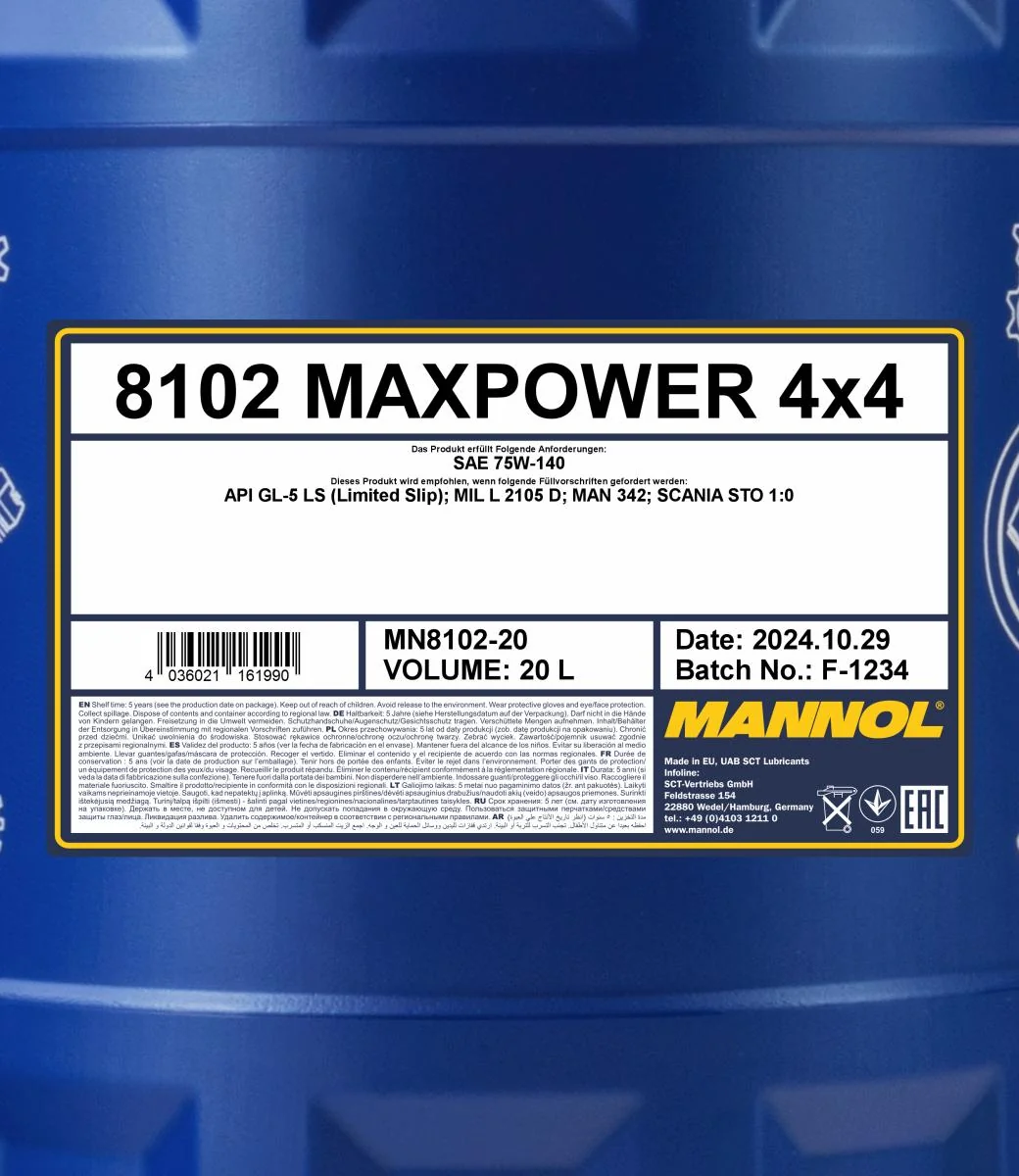 MANNOL® - MN810220 - Maxpower 75W-140 GL-5 LS 20L