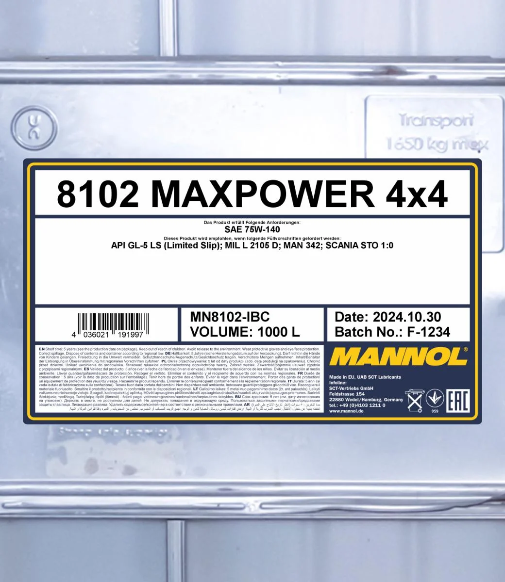 MANNOL® - MN8102IBC - Maxpower 75W-140 GL-5 LS 1000L