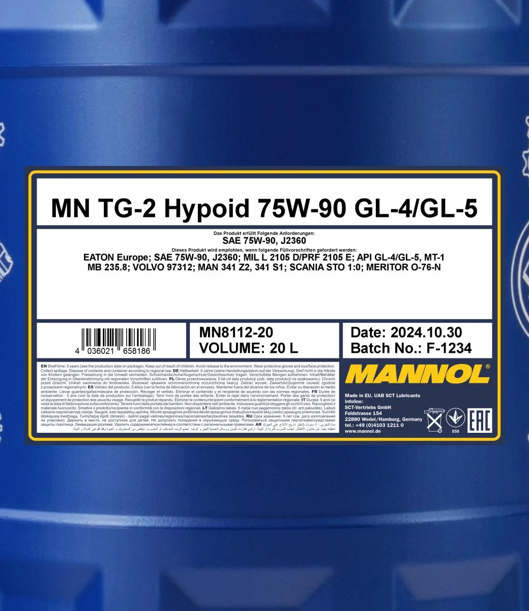 MANNOL® - MN811220 - 8112 TG-2 Hypoid GL-4/5 20L