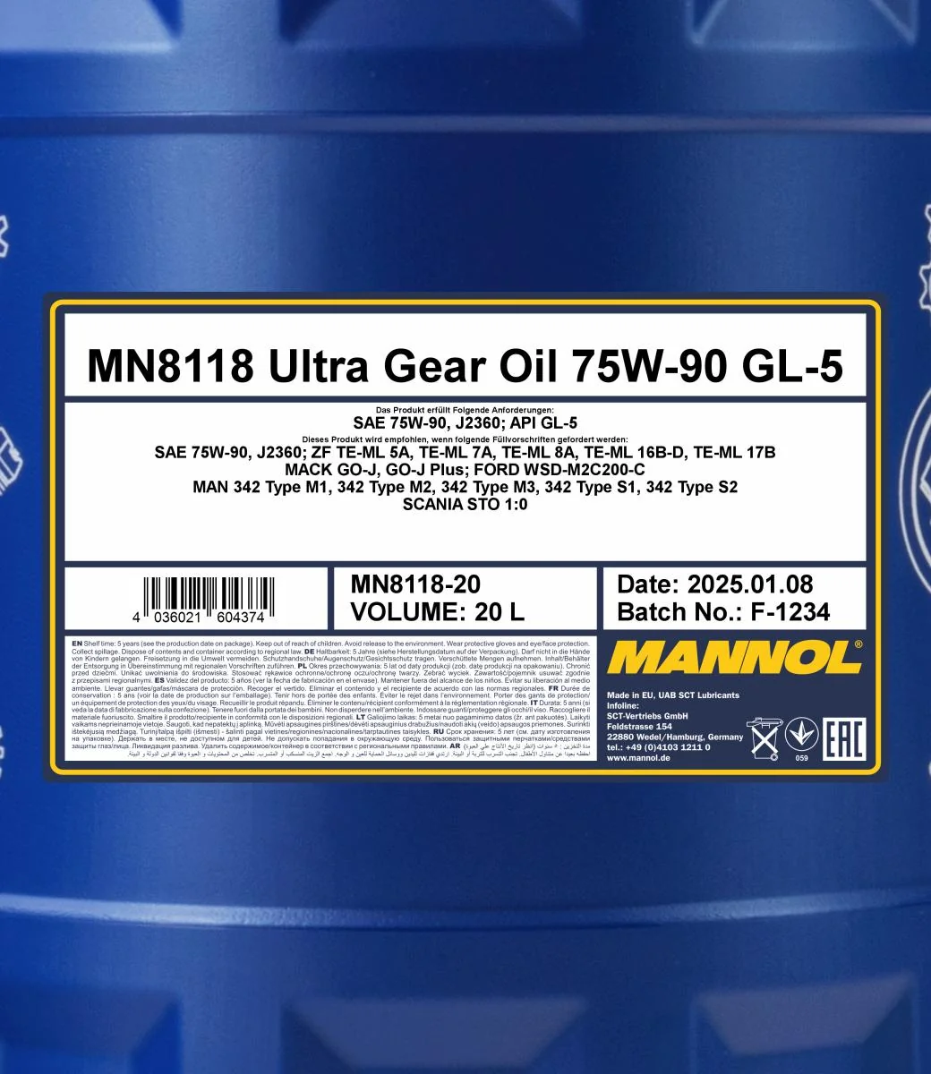 MANNOL® - MN811820 - Ultra Getriebeoel 75W-90 GL-5 20L