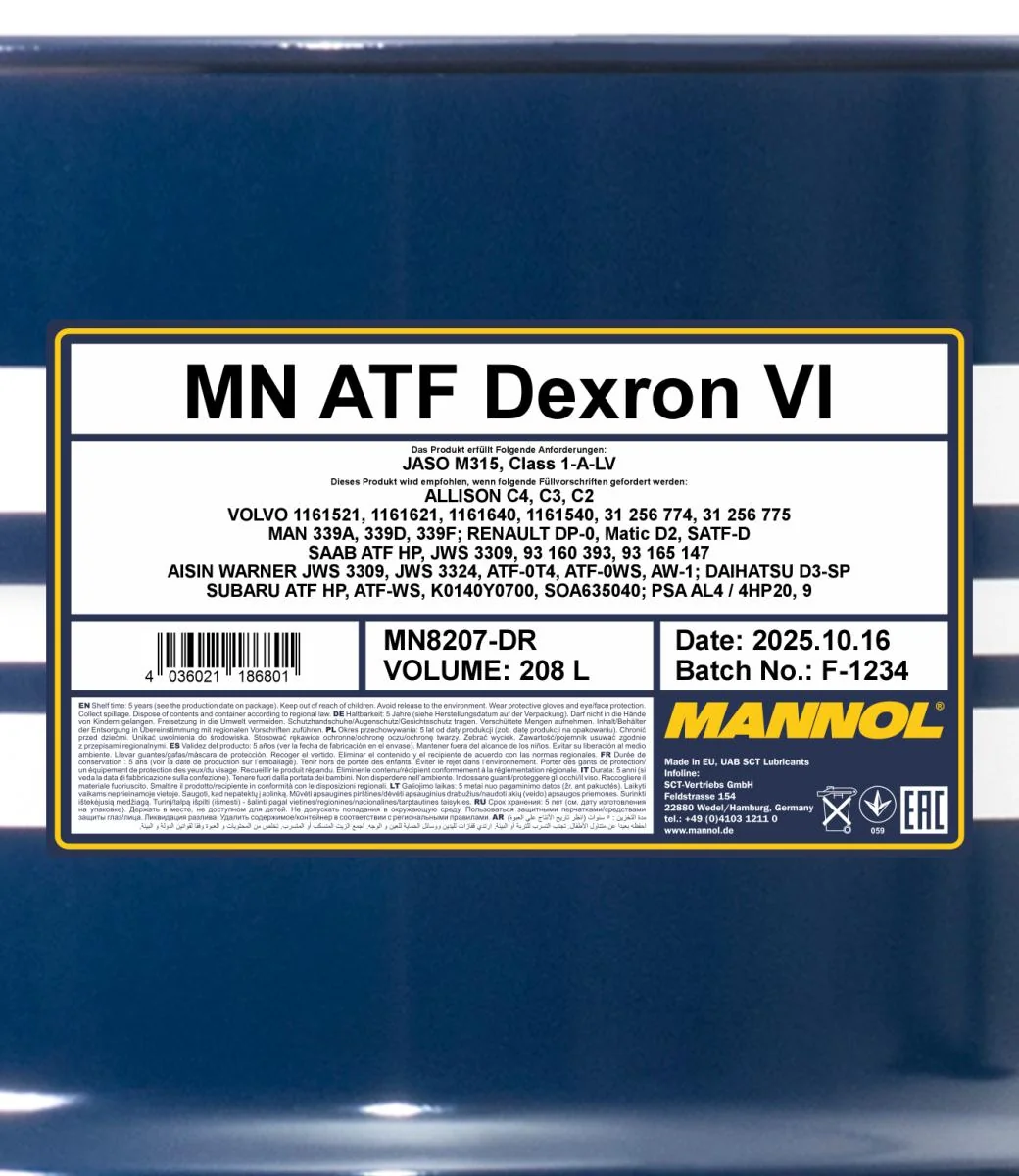 MANNOL® - MN8207DR - ATF Dexron VI 208L