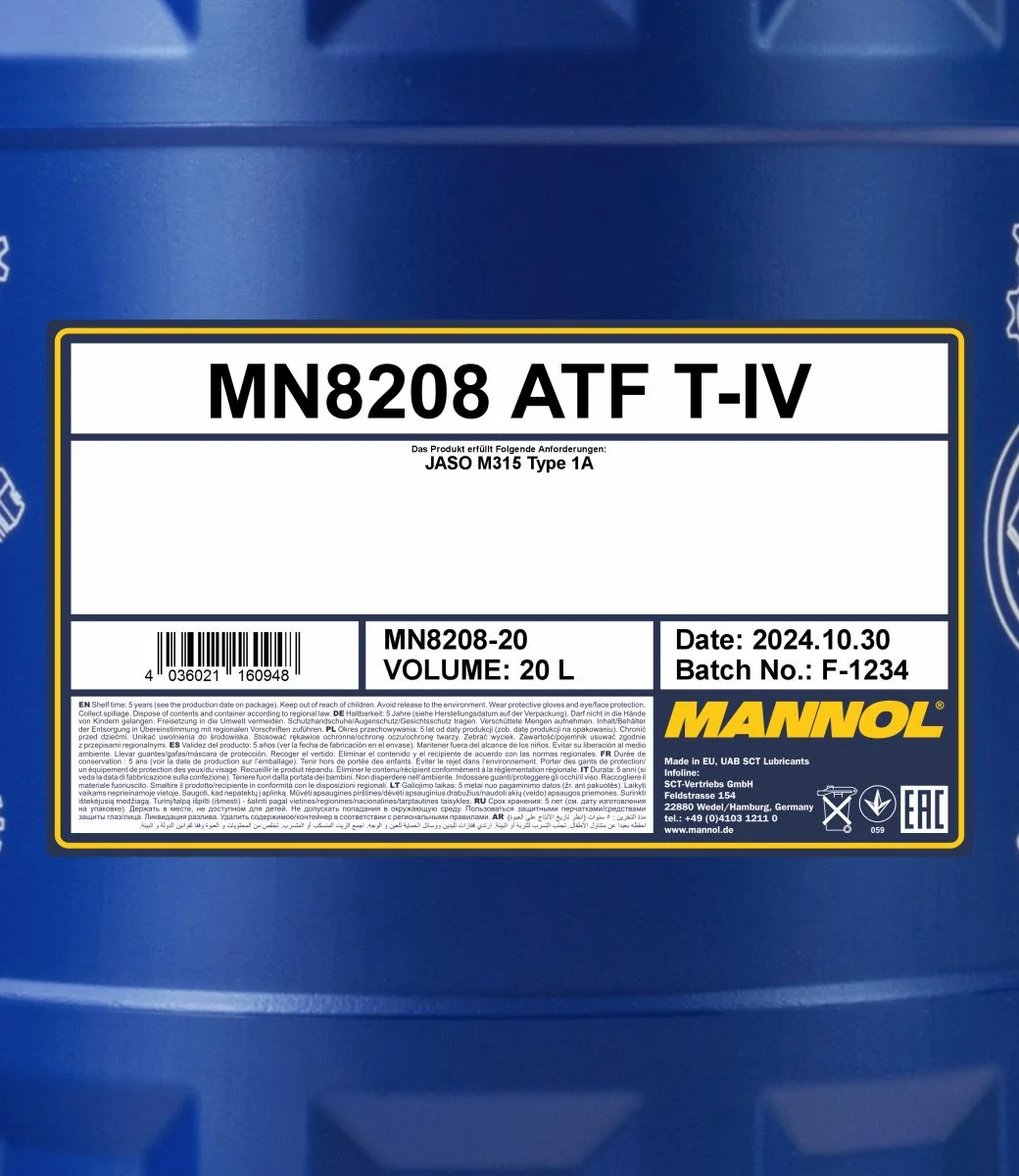 MANNOL® - MN820820 - 8208 ATF T-IV 20L