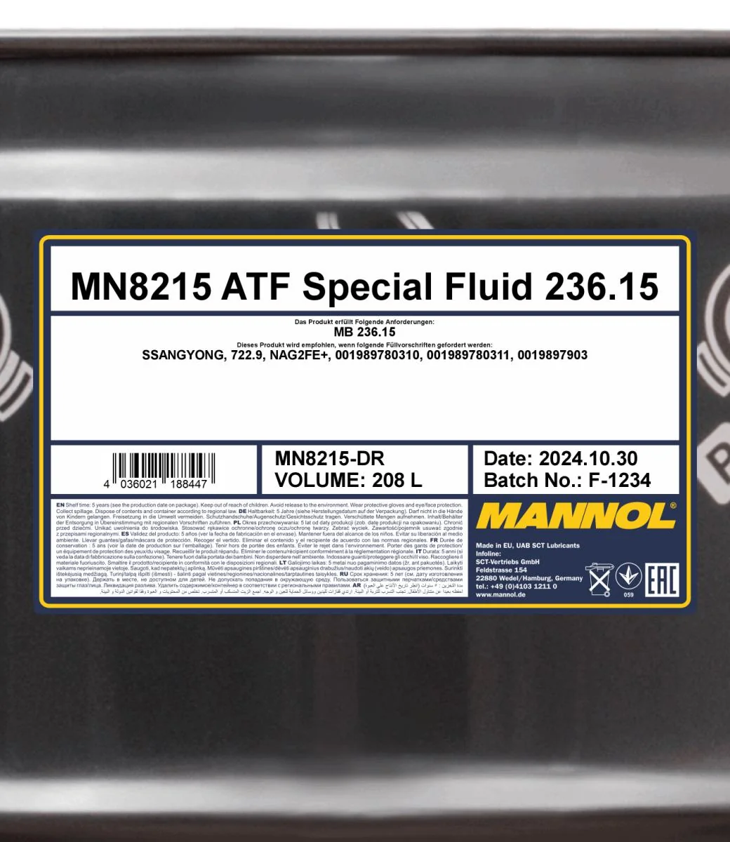 MANNOL® - MN8215DR - 8215 ATF Spezialflüssigkeit 236,15 208L