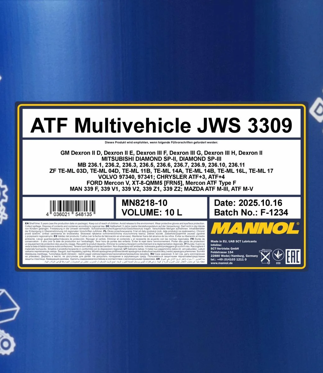 MANNOL® - MN821810 - ATF Multivehicle JWS 3309 10L