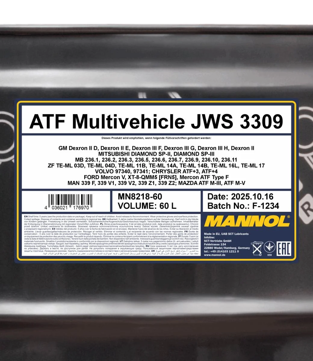 MANNOL® - MN821860 - ATF Multivehicle JWS 3309 60L