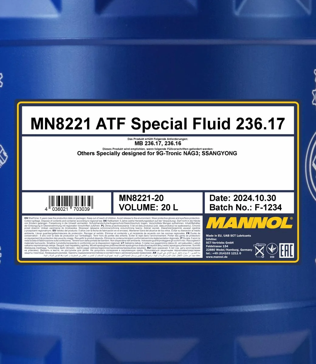 MANNOL® - MN822120 - 8221 ATF Spezialflüssigkeit 236.17 20L