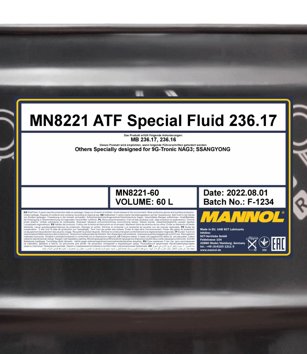 MANNOL® - MN822160 - 8221 ATF Spezialflüssigkeit 236.17 60L