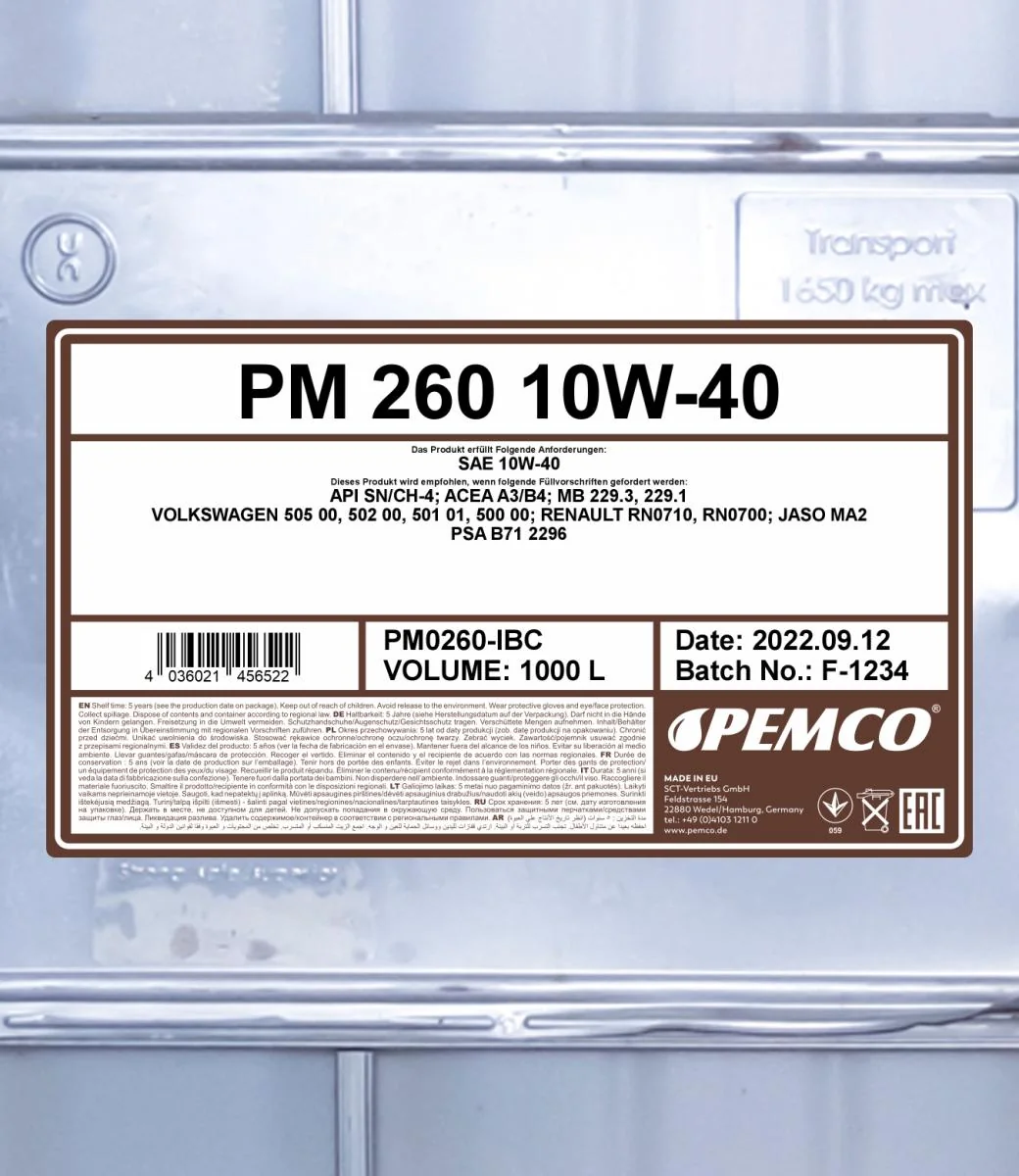 PEMCO - PM0260IBC - 260 10W-40 1000L