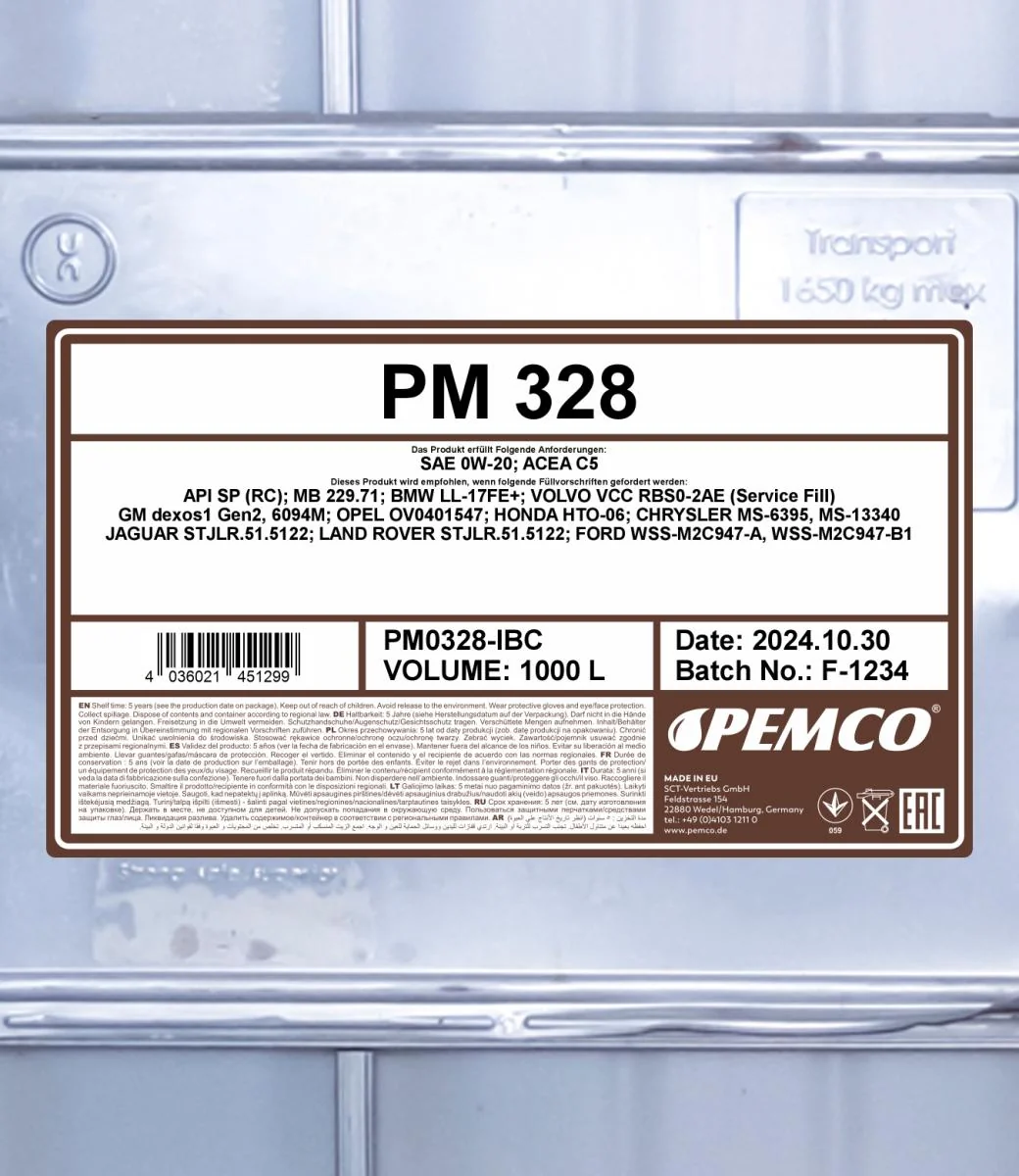 PEMCO - PM0328IBC - 328 0W-20 1000L