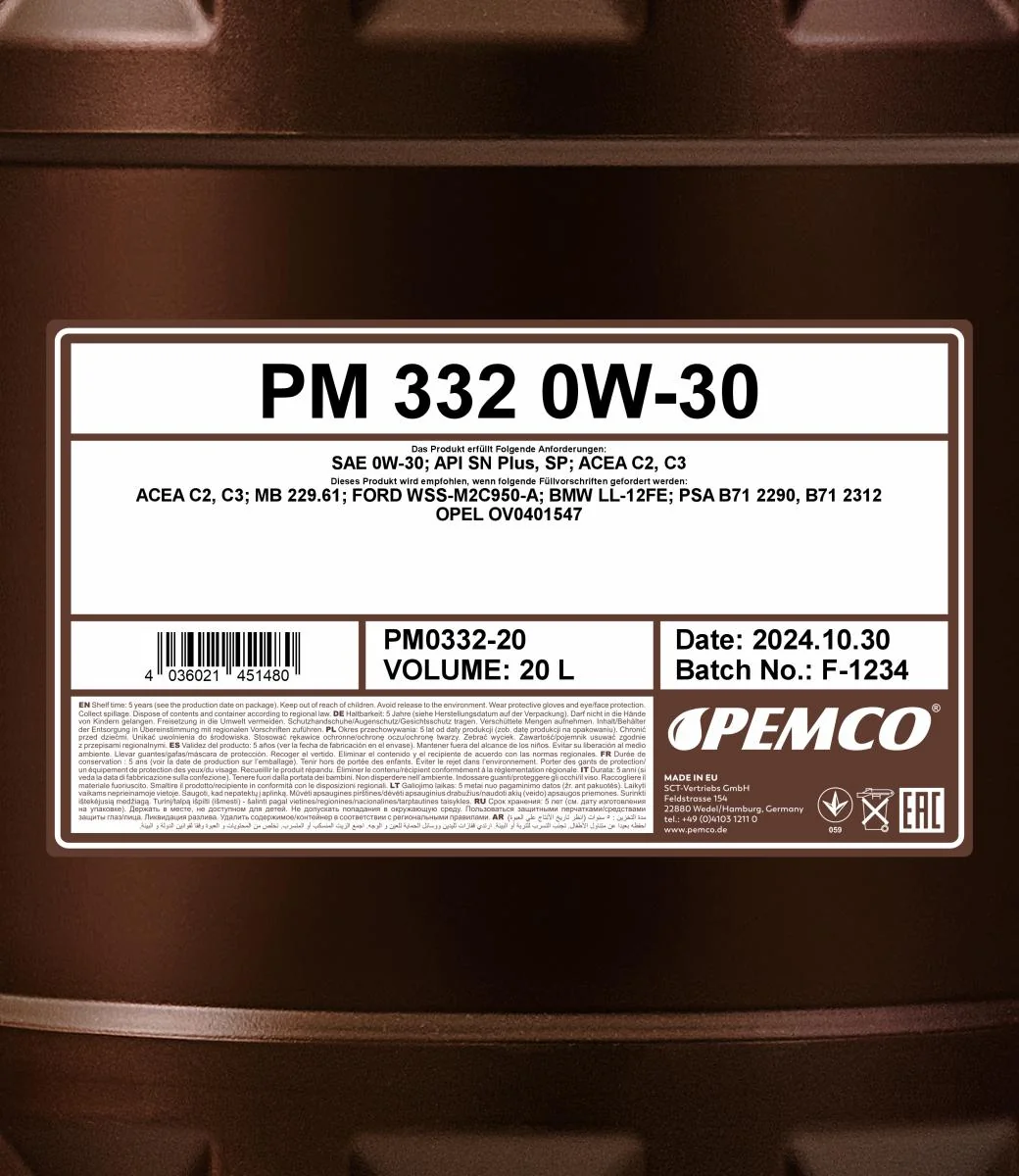 PEMCO - PM033220 - 332 0W-30 20L