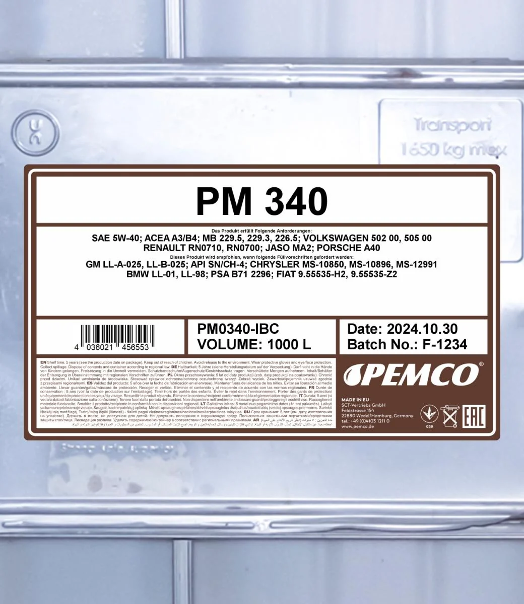 PEMCO - PM0340IBC - 340 5W-40 1000L