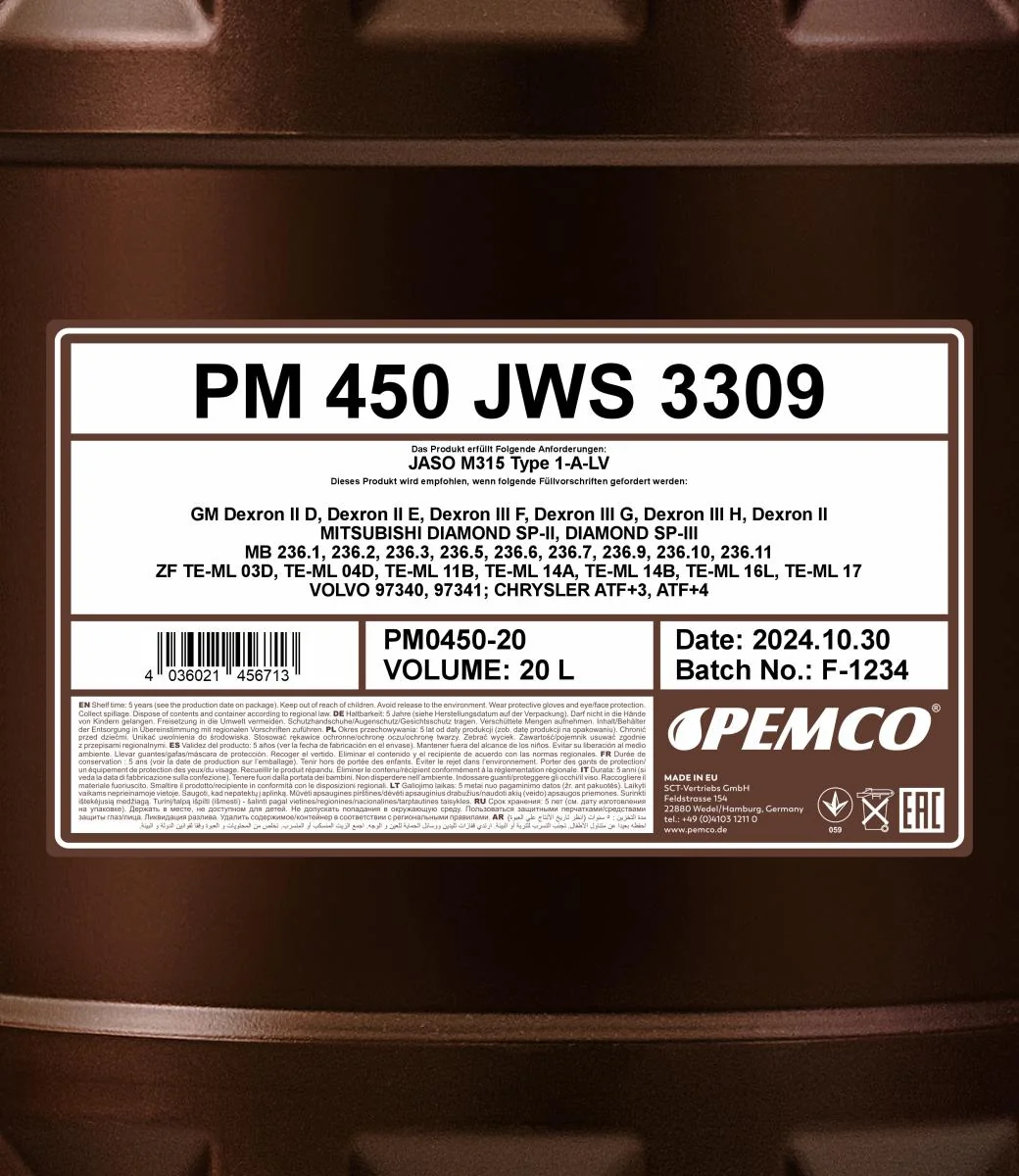 PEMCO - PM045020 - 450 ATF JWS 3309 20L