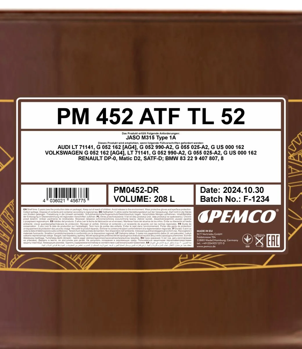PEMCO - PM0452DR - 452 ATF TL 52 208L