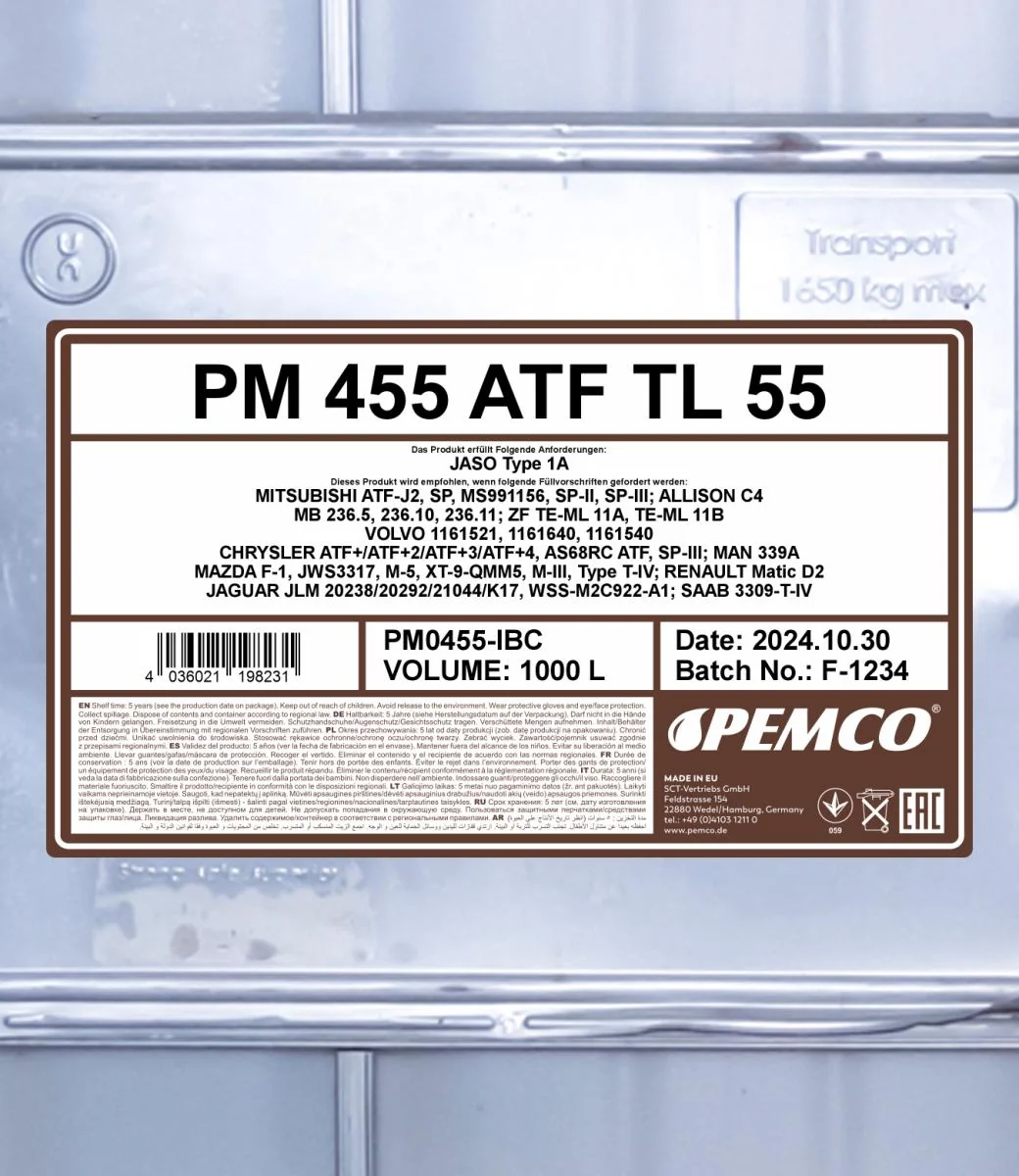 PEMCO - PM0455IBC - 455 ATF TL 55 1000 Liter